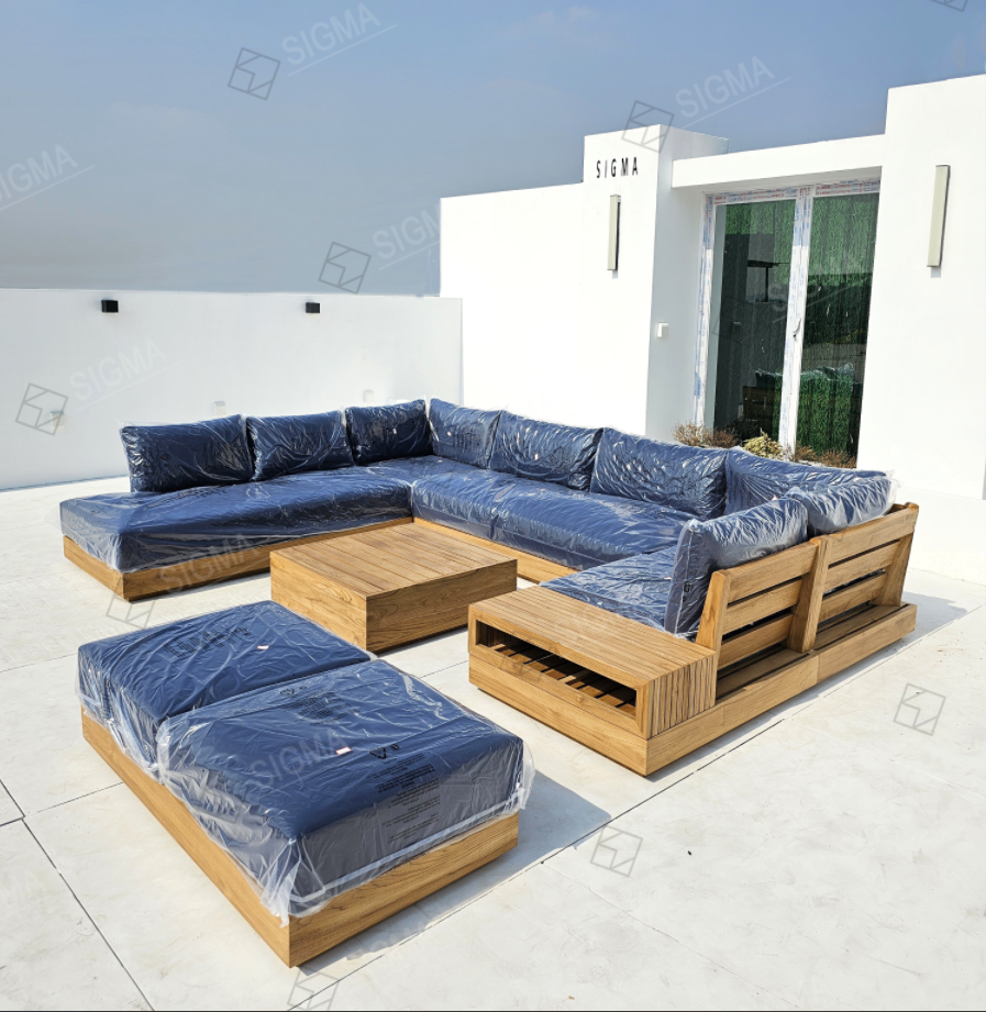 2025 Luxury Modern Teak Solid Wooden Sofa Set New Design for Outdoor Use for Hotels Villas Parks Courtyards