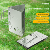 Allume-charbon en acier inoxydable avec poignée pliable pour un allumage rapide pour le camping, le barbecue et le gril