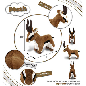 Cao cấp huggable động vật 10 inch nâu mềm động vật hoang dã ORYX trẻ em chơi búp bê với sừng dài đồ chơi sang trọng Linh Dương Thú nhồi bông đồ chơi - Product Image 2