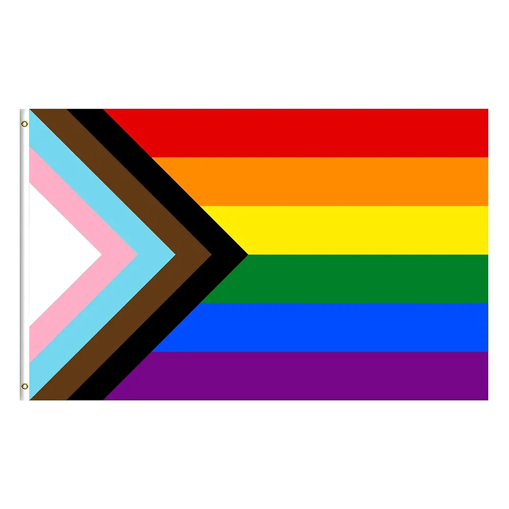 Wholesale Flag Supply 3x5ft Polyester Big Rainbow Flag Lesbian LGBT Progress Pride Flag