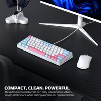 FANTECH Keyboard Gaming MK611, Keyboard mekanikal yang dapat diprogram, PC Laptop 63 tombol, tata letak 60% dan Keyboard berkabel