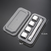 Ensemble d'outils de bar Lot de 8 refroidisseurs vin métal acier inoxydable glaçons diamant balle réutilisable whisky pierre boîte ensemble