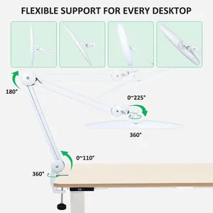 LED Task <b>Desk</b> Lamp 19 Inches Metal Swing Arm Eye-Caring Lash Extensions Lamp 117PCS LEDs for <b>Nail</b> Crafts Reading Head Work Lamp - Product Image 2