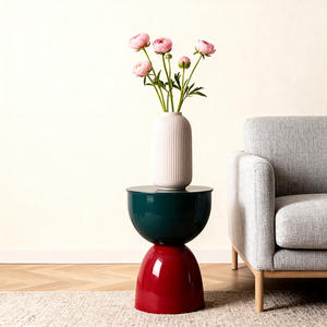 طاولة جانبية حديثة متعددة الوظائف من الحديد الملون، متينة ومستديرة، مناسبة للمساحات الصغيرة والشقق والفنادق - Product Image 2