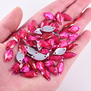 Oleeya resina costura Rhinestone piedras preciosas a granel hoja cristal Strass plano plata espalda coser en diamantes de imitación para vestido de novia - Product Image 2