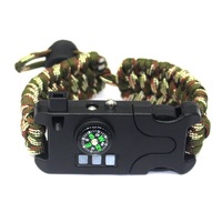 Bracelet de survie compact Qori AK17 en nylon tressé avec boussole, lampe multifonctionnelle infrarouge/UV - Tactique