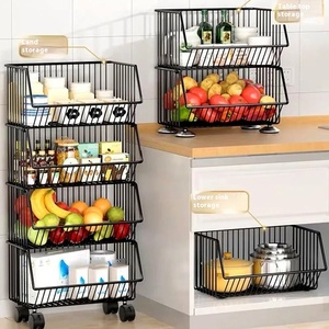 Portaoggetti multifunzione in acciaio a <span class=keywords><strong>parete</strong></span> organizzatore cucina casa passeggino a ruote miste <span class=keywords><strong>scatola</strong></span> per spezia Snack frutta verdura - Product Image 1