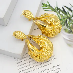 Dropshiping Meiji Jewelry Earring 18K 24K Romantic Italian Real Gold Plated Filled Flower Design Brass Jewelry Earrings