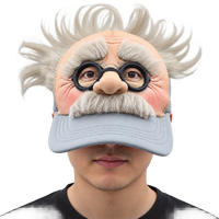 Casquette de baseball en latex réaliste et amusante, visage de vieil homme, cheveux blancs, lunettes, moustache, pour Halloween, cosplay, fête, farce, imperméable