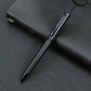 Conjunto de canetas para presente de negócios de luxo com logotipo personalizado de caneta esferográfica de metal preto fosco premium