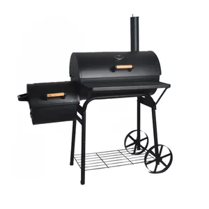 SEJR Black Trolley Barbecue BBQ Smoker Grill con Offset fumatori 124x70x125cm forniture da giardino in acciaio carrello portautensili Barbecue all'aperto