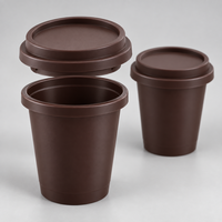Tasse à café finition mate, corps conique, couvercle à pression, deux couleurs, surface unie, ensemble de vaisselle