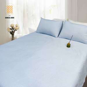 Nouvelle conception Longshow Dream Weaver Housse <span class=keywords><strong>de</strong></span> couette en coton lavé et polyester, écologique, douce, respirante, 3 pièces, texturée, unie - Product Image 6