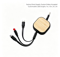 Harga Grosir Charger Multifungsi Bambu 3 in 1 Kabel Data Retractable Usb-c Pengisian Cepat untuk Ponsel