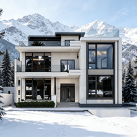 Villa moderne de luxe en structure acier préfabriquée avec toit en pente, jardin, chambre à coucher, maison prête à l'emploi, maison modulaire en structure acier