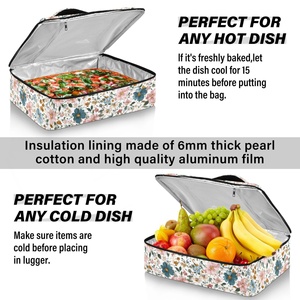 Hawaiian Custom Flesh Flower Aluminum Foil Insulated Thermal Cooler Bag Pizza Casserole Pans Delivery Carrier Food Insulated Bag - Product Image 5