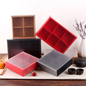 In Bulk Supplier Clear Top PVC Clear Window Sliding Drawer Craft Mooncake Paper Pastry Box Packaging with 6 slots