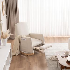 Fauteuil <span class=keywords><strong>à</strong></span> <span class=keywords><strong>bascule</strong></span> avec accoudoir <span class=keywords><strong>à</strong></span> dossier haut jambes en bois de caoutchouc poche latérale et <span class=keywords><strong>repose</strong></span>-pieds pour meubles de salon <span class=keywords><strong>à</strong></span> la maison - Product Image 2