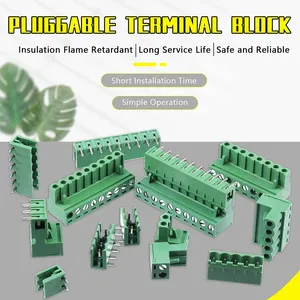 2 P nam góc bên phải khối thiết bị đầu cuối kết nối 5.08 mét Pitch 2 Pin Plug-in pluggable làm bằng đồng bền - Product Image 5