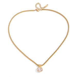 Élégant Collier Pendentif Rond Géométrique en Zircon en Acier Inoxydable 18K pour Femme, Sertissage Clos, Bijou Cadeau de Fête - Product Image 5