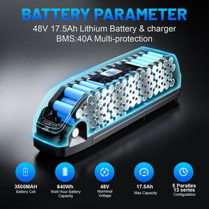 Fatbike 48v 17.5AH batteria agli ioni di litio 48v 40A batteria per bicicletta elettrica 750W 1500W Mountain Bike, bici pieghevole e Trikes - Product Image 3