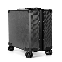 Valise cabine 18 pouces rouge moucheté personnalisée avec roulettes pivotantes et double verrouillage en fibre de carbone