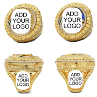 Bagues de championnat de série en gros, personnalisées, en alliage, serties de diamants, plaquées or, taille brillant, marque MC, bijoux unisexes pour