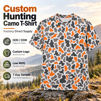 Kaos Berburu Pria Custom 4-Way Stretch Camo Lengan Pendek Cepat Kering Bernapas Warna Bumi untuk Berpetualang