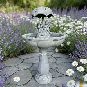 น้ำพุรูปทรงร่มโบราณ ทำด้วยมือ ทนทานต่อสภาพอากาศ ทำจากเรซินไฟเบอร์กลาส ใช้พลังงานแสงอาทิตย์ สำหรับตกแต่งกลางแจ้ง พร้อมอ่างน้ำนก - Product Image 6