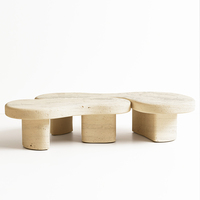 Table basse en travertin naturel à emboîtement, pieds multicolonne, style Wabi Sabi, pour salon, maison de rêve