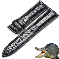Bracelet de montre en cuir d'alligator véritable |   Bracelet de montre de luxe à motif crocodile grainé rond pour hommes et femmes