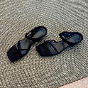 Nouvelles sandales à bout carré et croisé pour femmes, style rétro, à talon compensé, pour le commerce extérieur, vente en gros, en stock - Product Image 3