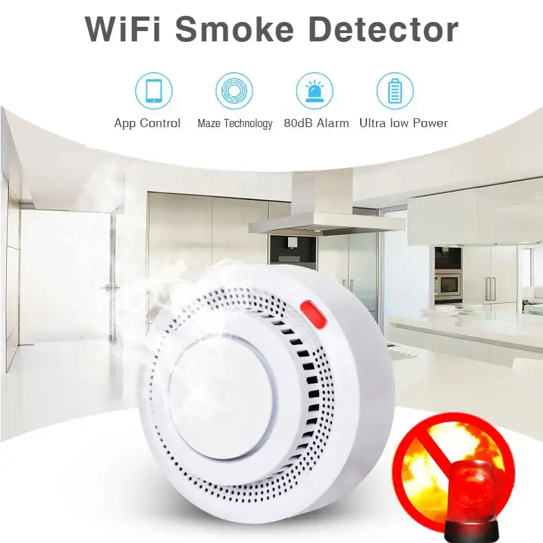 Tuya Smart WIFI rivelatore di fumo di allarme per la casa sistema di allarme di sicurezza
