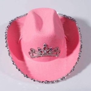 Hstyle rose diadème Cowboy chapeau avec paillettes fille déguisement Wild West <span class=keywords><strong>rodéo</strong></span> accessoire Cowgirl chapeau vacances Costume fête chapeau HS1668 - Product Image 4
