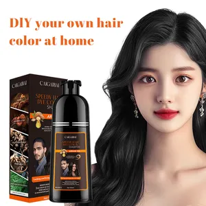 Personalizar Ginseng negro champú permanente Ginseng hierbas tinte para el cabello champú para Mujeres Hombres lavado orgánico negro tinte para el cabello