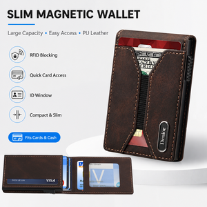 Portefeuille magnétique en cuir PU RFID Mag Safe, fin, pliable, avec porte-cartes d'identité et <span class=keywords><strong>de</strong></span> crédit en aluminium, pour hommes, capacité <span class=keywords><strong>de</strong></span> 10 à 13 cartes et argent liquide - Product Image 2