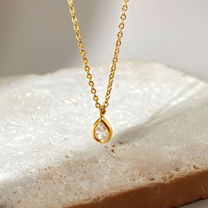 จี้เพชรทรงหยดน้ำประดับเพชรซิคอนเคลือบทอง 18K สำหรับผู้หญิง - Product Image 5