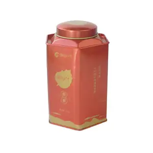 Custom Food Grade Printed Metal Cans Hexagonal Tin Box Gifts Tea Coffee Box Metal Tin Can With Lid
