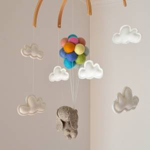Pompon en laine arc-en-ciel pour bébé, <span class=keywords><strong>1</strong></span> pièce, cadeaux de fête prénatale, ballon bois mignon lapin volant, pépinière, avec décor de nuage en peluche - Product Image 2
