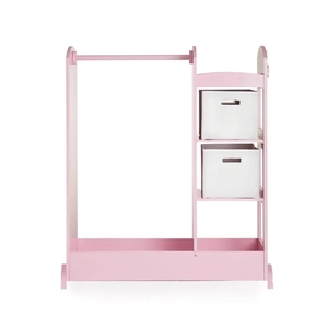 Armario de Madera para Disfraces Infantiles, Organizador de Disfraces con Puerta Abierta, Mueble Infantil con Ganchos y Espejo, Color Rosa - Product Image 4