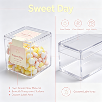 Boîte à bonbons en acrylique transparente personnalisée OEM, boîte de rangement carrée réutilisable pour mariage, baby shower, emballage de cadeaux