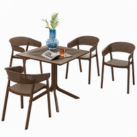 Ensemble de meubles d'extérieur en plastique personnalisé pas cher, 3 pièces, table et chaises pour hôtel, jardin, patio, balcon, café