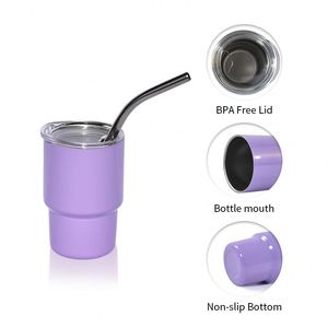 3oz 304 Stainless Steel Mini Shot Glass with Straw <b>Double</b> <b>Wall</b> Vacuum Insulated Travel Coffee Mug - Product Image 1