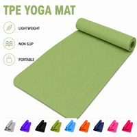 Tapete de Yoga Grueso Gaiam, Premium, Antideslizante, para Ejercicios de Yoga, Pilates y Entrenamientos en el Suelo, Color Índigo Sundial, 5mm, PVC, con Bolsa