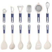 Ensemble d'ustensiles de cuisine en silicone durable antiadhésif 7 pièces avec louche, cuillères, poignée ergonomique, résistant au lave-vaisselle et à la chaleur