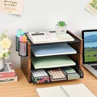 Étagère de rangement de bureau avec tiroir, boîte de rangement pour fournitures de bureau, papier, lettres, dossiers, accessoires de bureau, organiseur de plateau