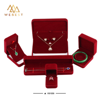 Webest – boîte à bijoux de luxe personnalisée en velours rouge, vente en gros avec boîte à bagues en velours, boîte en velours pour invitation de mariage