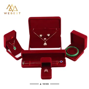 Webest – boîte à bijoux de luxe personnalisée en velours rouge, vente en gros avec boîte à bagues en velours, boîte en velours pour invitation de mariage