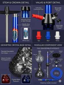 Ensemble de chicha en aluminium finition miroir, kit de fumage portable avec bol, tuyau, tête et boîte cadeau - Product Image 2
