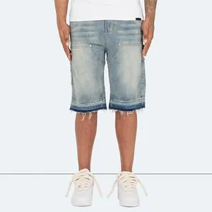 Özel erkekler Streetwear Baggy erkek Jorts iş pantolon gevşek marangoz Denim kot şort